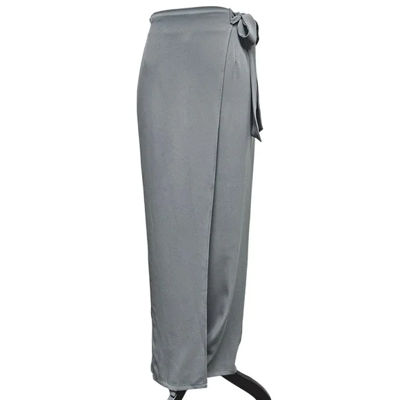 Halara Flex High Waisted Tie Side Wide Leg Work Pants, Medium Regular, Grey - Picture 6 of 13